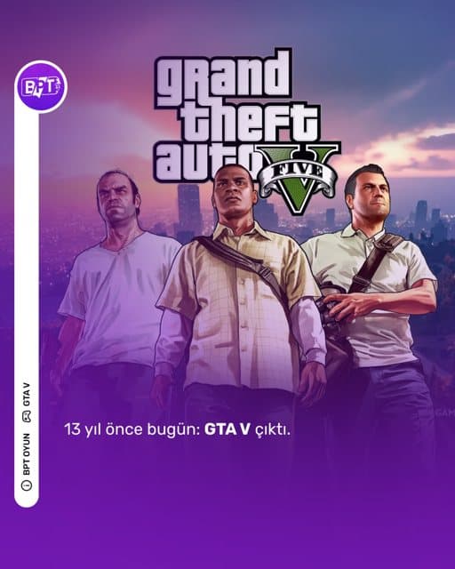 GTA 5’i ilk ne zaman oynadınız? GTA V, bundan tam 13 yıl önce bugün (17 Eylül 2013) çıktı.