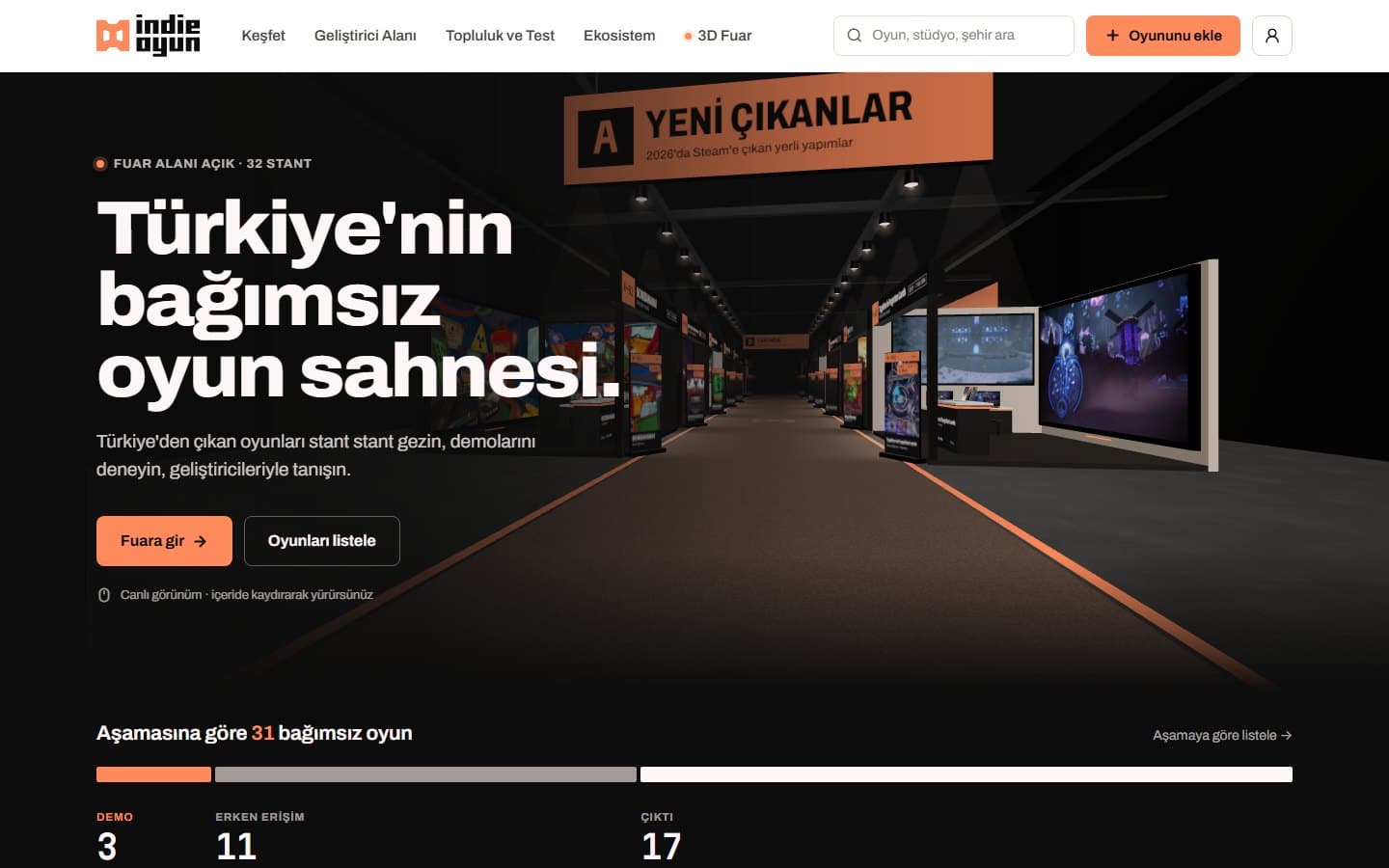 Indie Oyun ana sayfası
